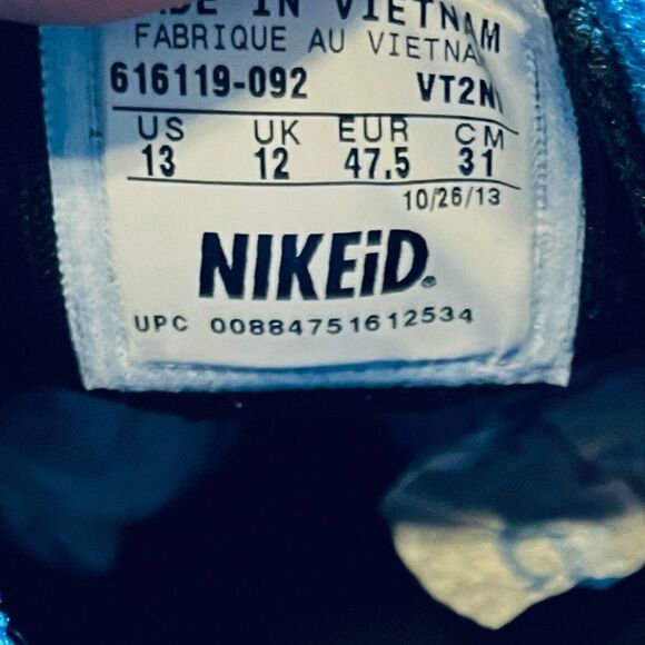 Excellent Nike iD Flyknit Lunar 1 blue green men’s 13 US 47.5 EUR - Picture 11 of 12